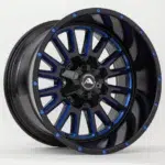 Aluminum Wheels 20 inch Force Offroad Flame Glossy Black with Blue Liquid